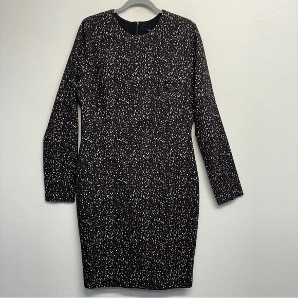 BLACK HALO DESOTO LONG SLEEVE PRINT SHEATH DRESS IN TIC TAC 18 - Picture 4 of 10